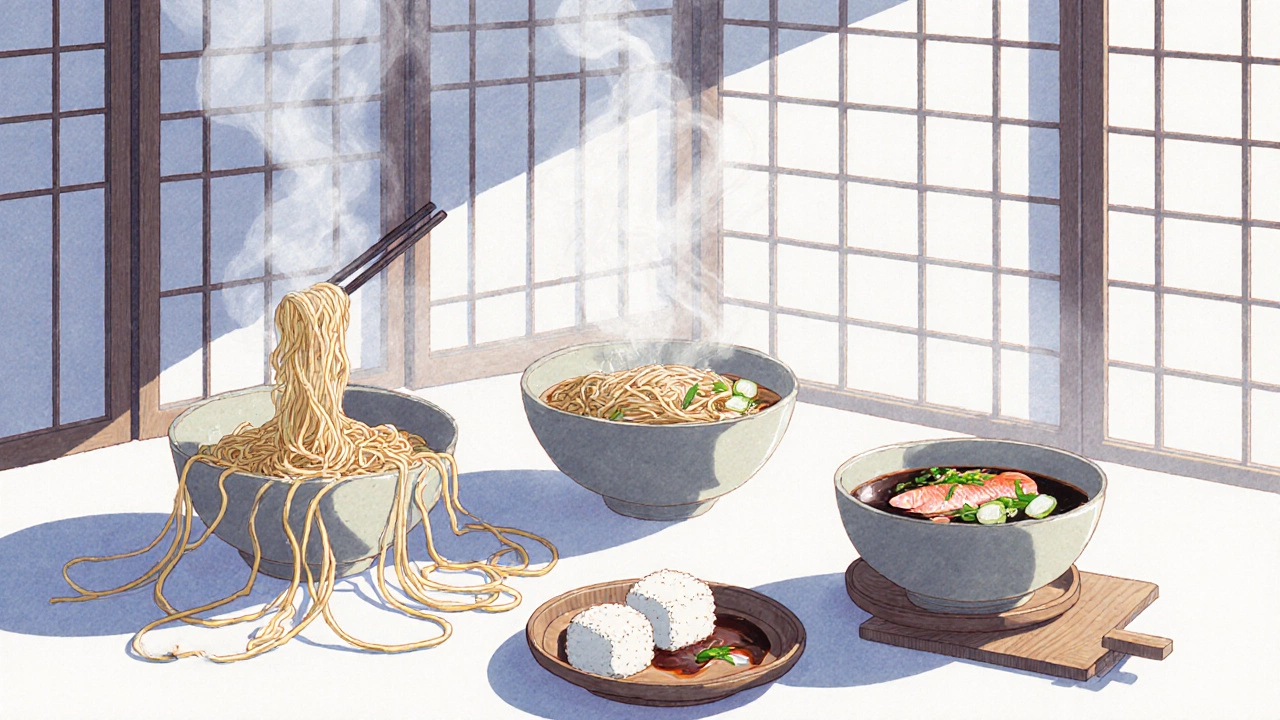 Японская традиция еды в Новый год: лапша соба и рисовые шарики моти