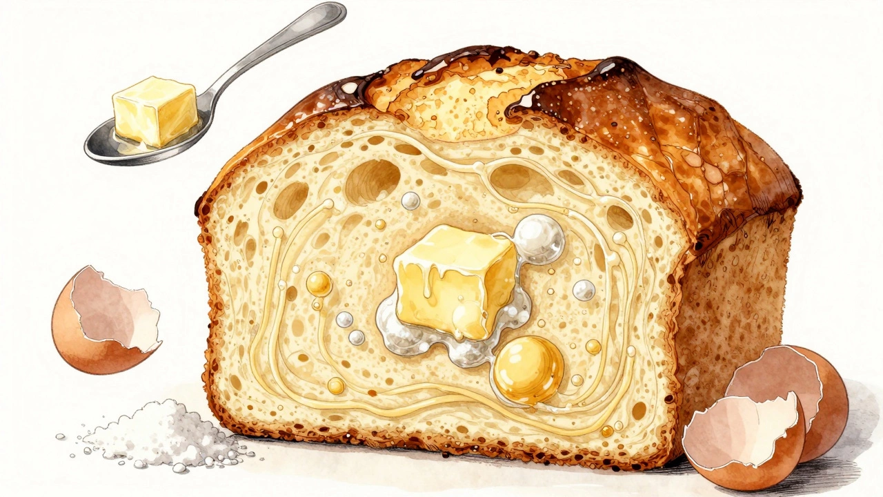 Разрез торта показывает воздушную структуру, созданную взаимодействием ингредиентов, с мягким светом и детализированными текстурами.