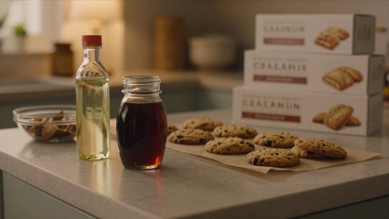 Натуральные ингредиенты для домашней выпечки на столе.