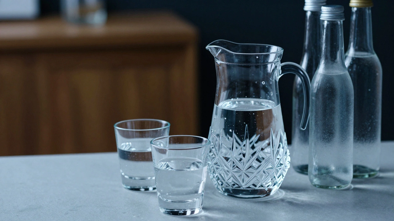 Сервировка с водой и охлажденными бокалами