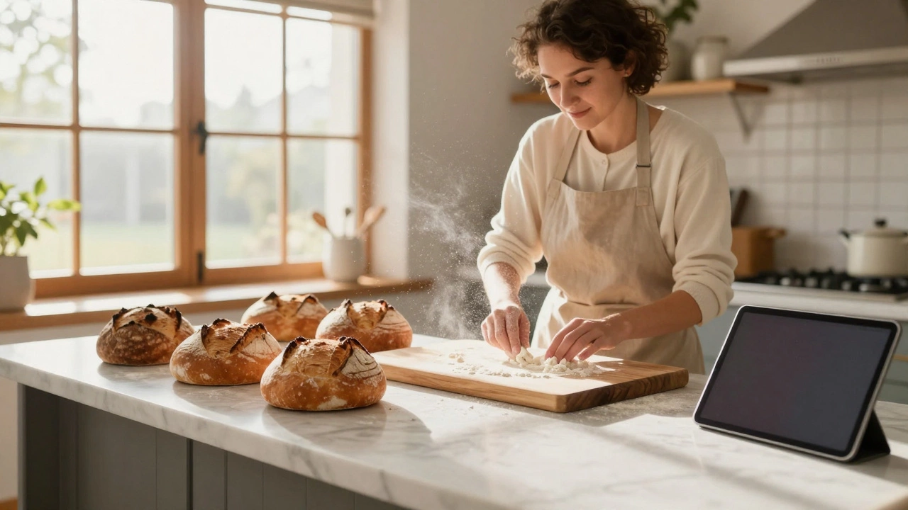 Свежая выпечка на кухонном столе утром