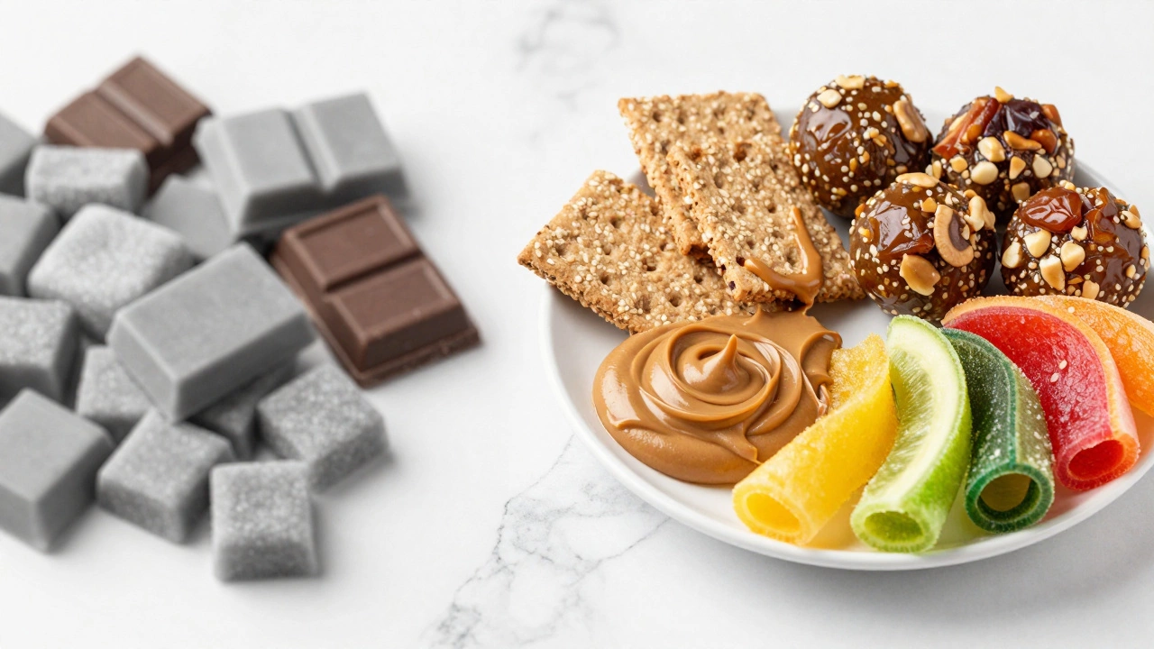 Сравнение вредных конфет и полезных десертов из орехов и пастилы